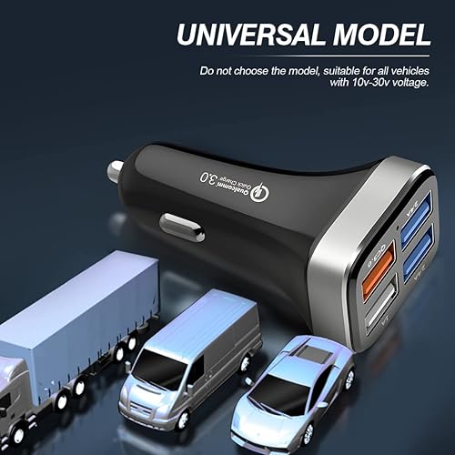 Miniatura 6 de Adaptador de cargador USB para automóvil 4 puertos QC30 cargador rápido para teléfono celular cargador rápido inteligente multipuerto adaptador de
