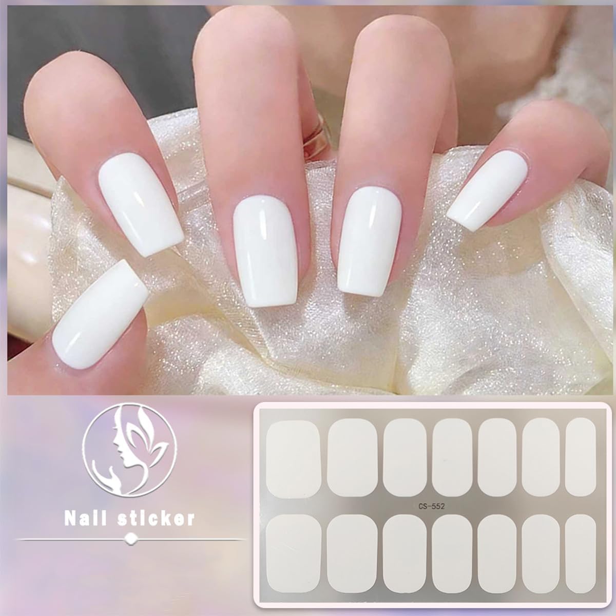 LRKNNO 6 Sheets Solid Color Gel Nail Strips Nail Wraps Glitter Solid Color Ge... thumbnail 5