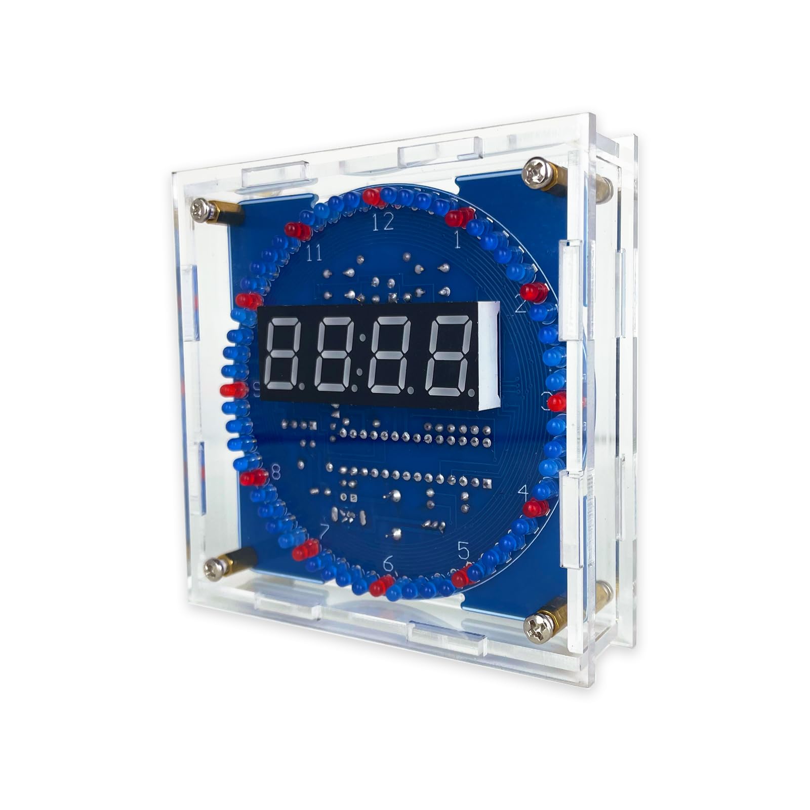 EIELE 4 tubes numériques horloge électronique rotative contrôle de la température contrôle de la lumière kit de soudage multifonction boîte transparente kit de bricolage électronique pour loisirs
