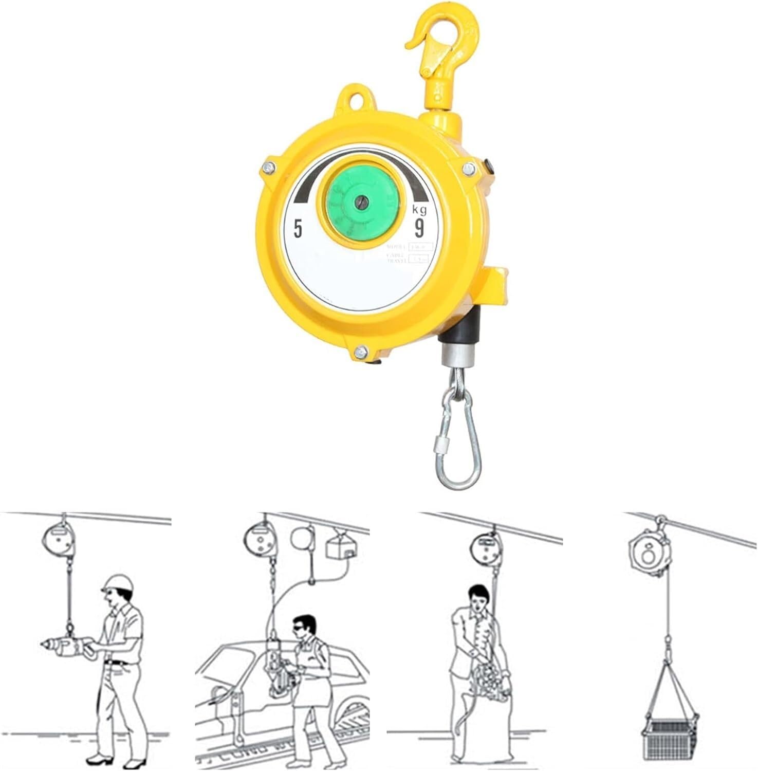 VUIKLCty Balancer Balancer With Hook And Wire Rope Hanger Spring Balancer, Multifunctional Aid (Size : 5-9kg)