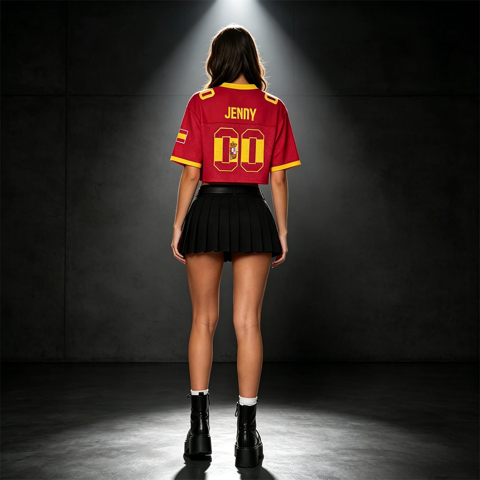 Genérico Camiseta de fútbol Personalizada para Mujer con Bandera, Camiseta Corta de Malla Estilo Y2K Personalizada con Nombre y número, Top Corto Personalizado para Mujer para Mundial 2026
