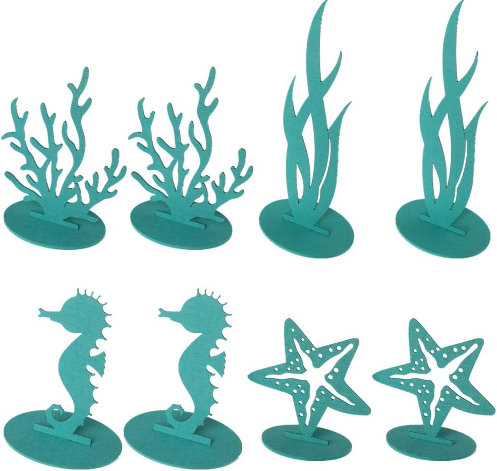8Pcs/pack Green Mermaid Birthday Decorations Felt Table