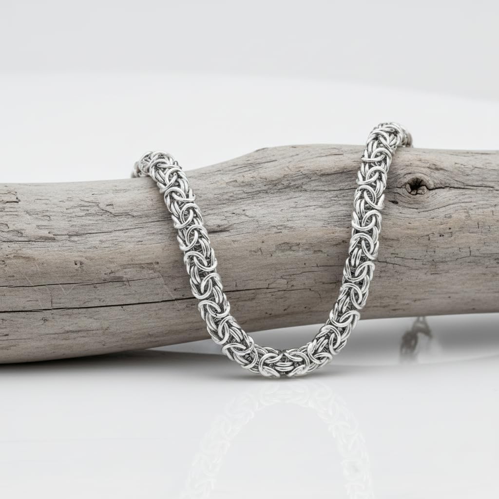 Byzantine Chain Bracelet 18K White Gold Plated Boho Link Bracelet Jewelry Gifts for Women 6.0mm 7.5inches