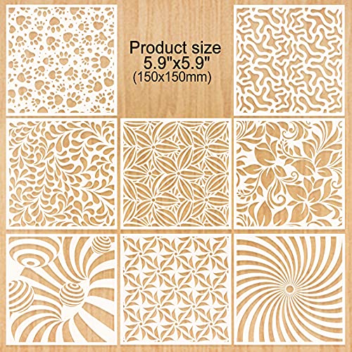 16-Pack Geometric Stencils 6 X 6 Inch Painting Templates For Scrapbooking Cookie Tile Furniture Wall Floor Decor Craft Drawing Tracing Diy Art Supplies #TOP2
