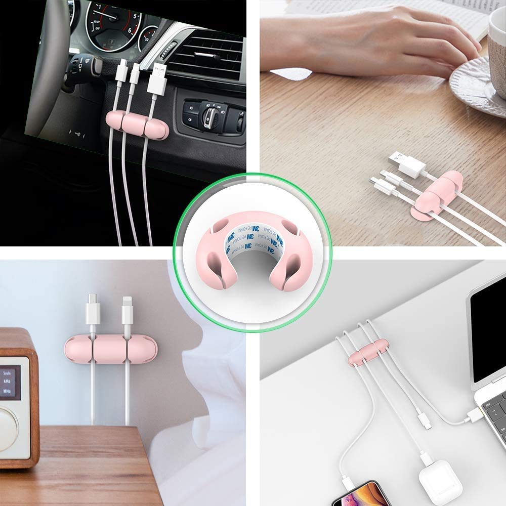 5 Clip Adesive Per Scrivania – Organizzatore Cavi Con 9 Slot – Portaricariche E Gestione Fili – Nero
