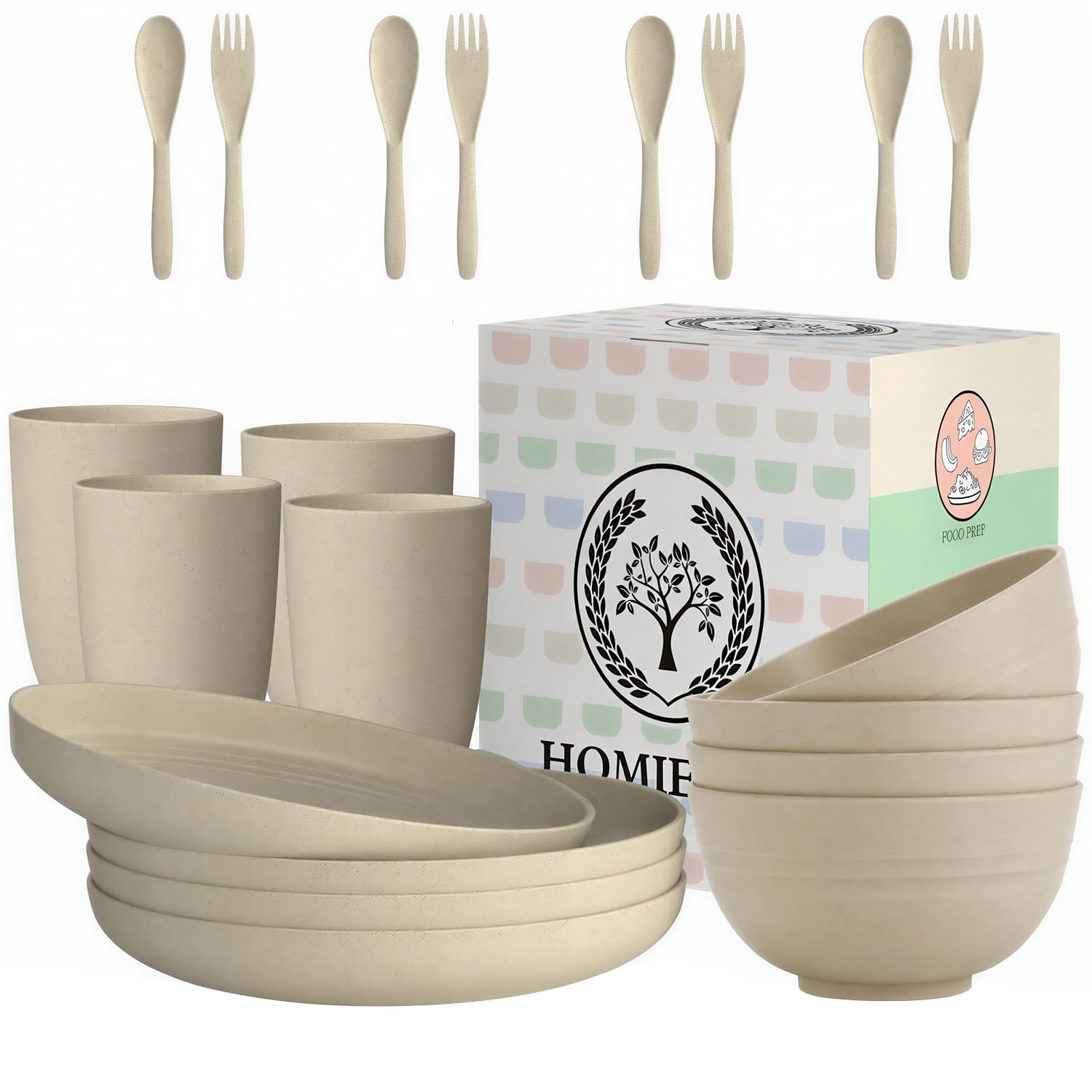 Homienly Wheat Straw Dinnerware Set - 20 Pieces -15