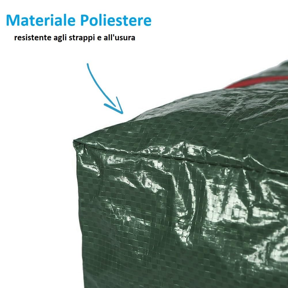 Paluplus 3 Custodie per Decorazioni Natalizie, Misura 46x25x38 cm, Borsa Verde con Cerniera e Manici, Custodia Impermeabile, Protezione da Polvere e Umidità, Sacco per Addobbi di Natale -4345C