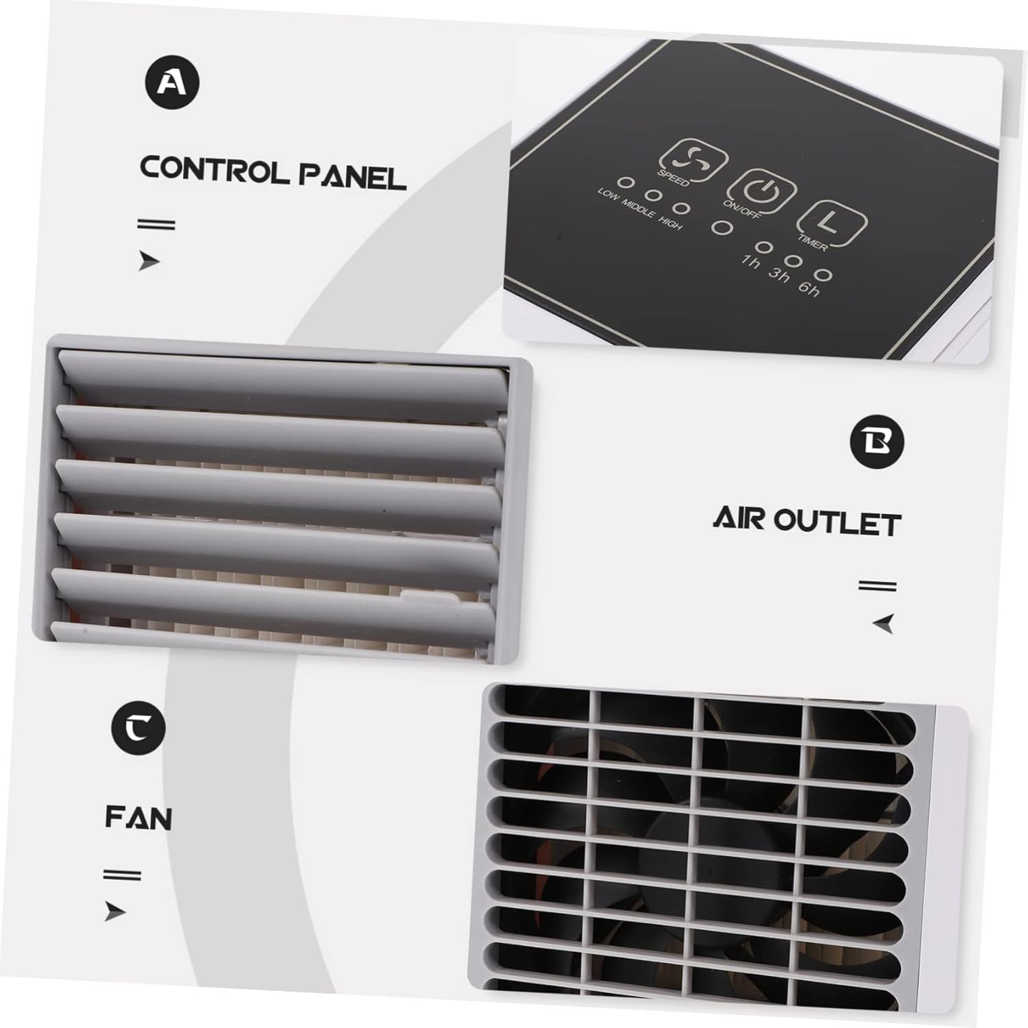 Homoyoyo 1set Mini Conditioner Personal Cooling Fan for Home Office Travel Usb Rechargeable One-key Operation Convenient Lightweight for Bedroom Outdoor Use