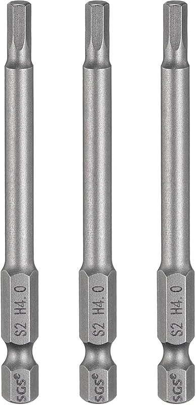 HARFINGTON Kit com 3 Pontas de Chave de Fenda Sextavada H4.0, 4 mm, Haste de 6,35 mm e 80 mm de comprimento