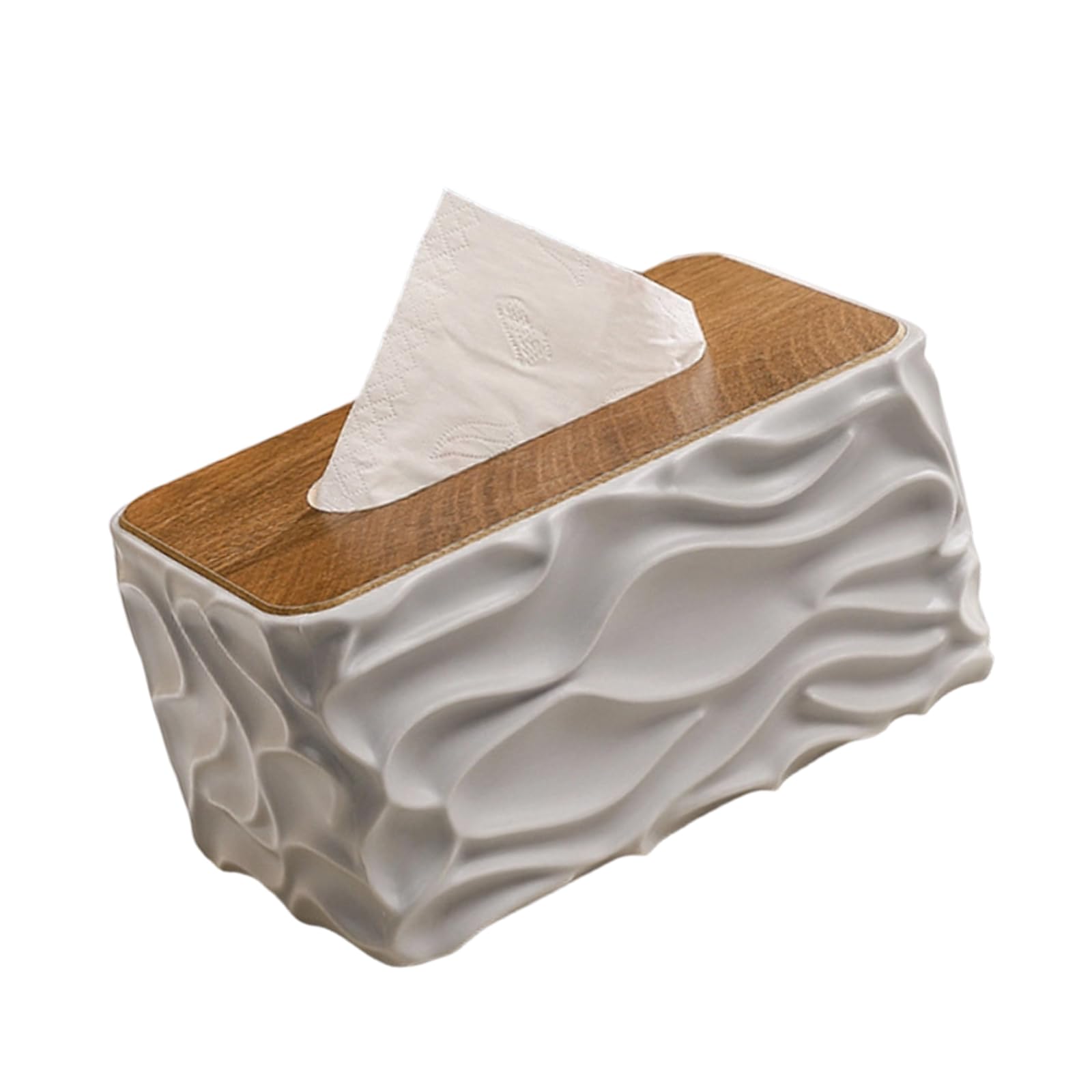 Decorative Wooden Top Tissue Container with Artistic Waved Pattern Multipurpose Tissue Dispenser Ideal for Household Use Bathroom Dispenser