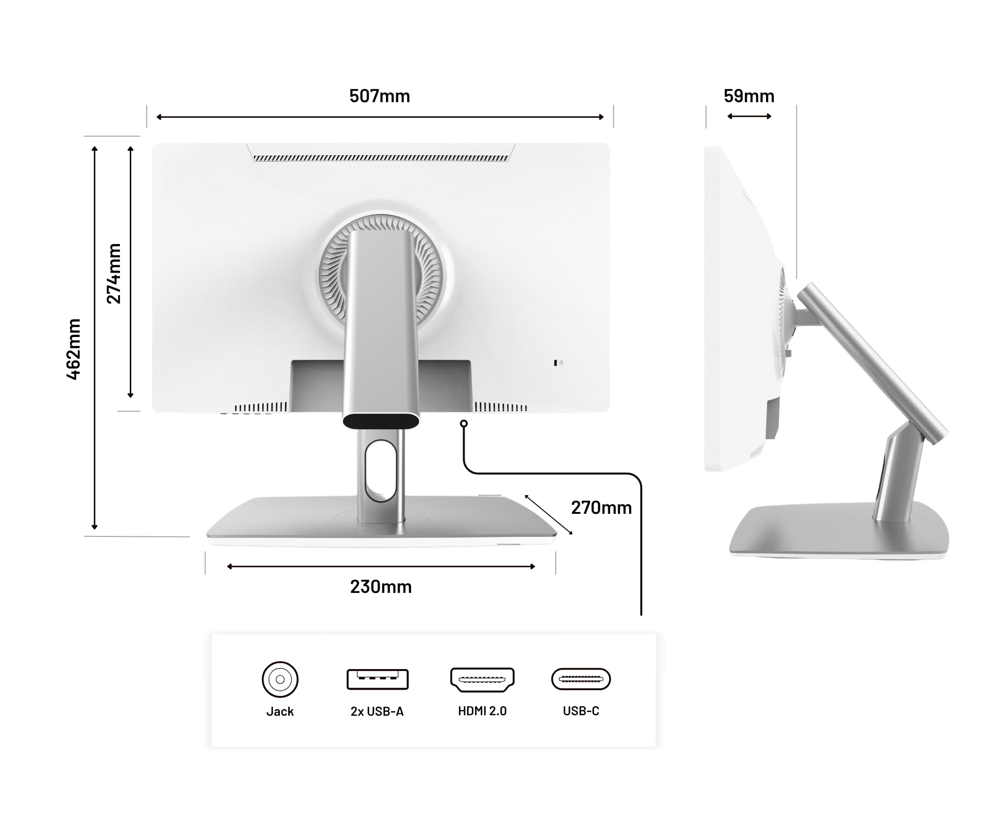 JapanNext Monitor Táctil Blanco 21.5" IPS Full HD con Brazo articulado | Full HD (1920x1080) con Brazo articulado | Carga vía USB-C(65W) Altura e inclinación Ajustables | JN-IPS2152FHDR-C65W-FLD-T