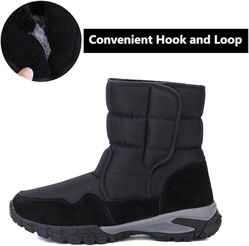 Miniatura 3 de DADAWEN Botas de nieve de invierno para hombre, impermeables, antideslizantes, con forro de piel cálida, para clima frío