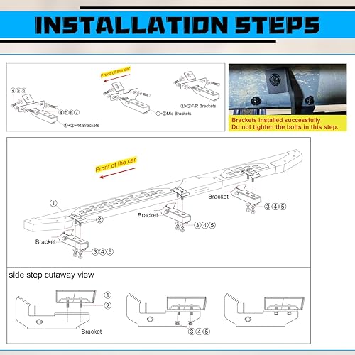 Miniatura 6 de ROXX Estribos laterales para Ford Bronco 2021-2023 de 4 puertas con rieles de roca de fábrica, no apto para Bronco 2 puertas, barras Nerf para