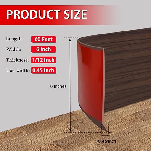 Miniatura 53 de FONUNO - Base de vinilo para pared, moldura de zócalo de 4 pulgadas, flexible, autoadhesiva con diseño para pegar y despegar, 4 pulgadas x 20 pies