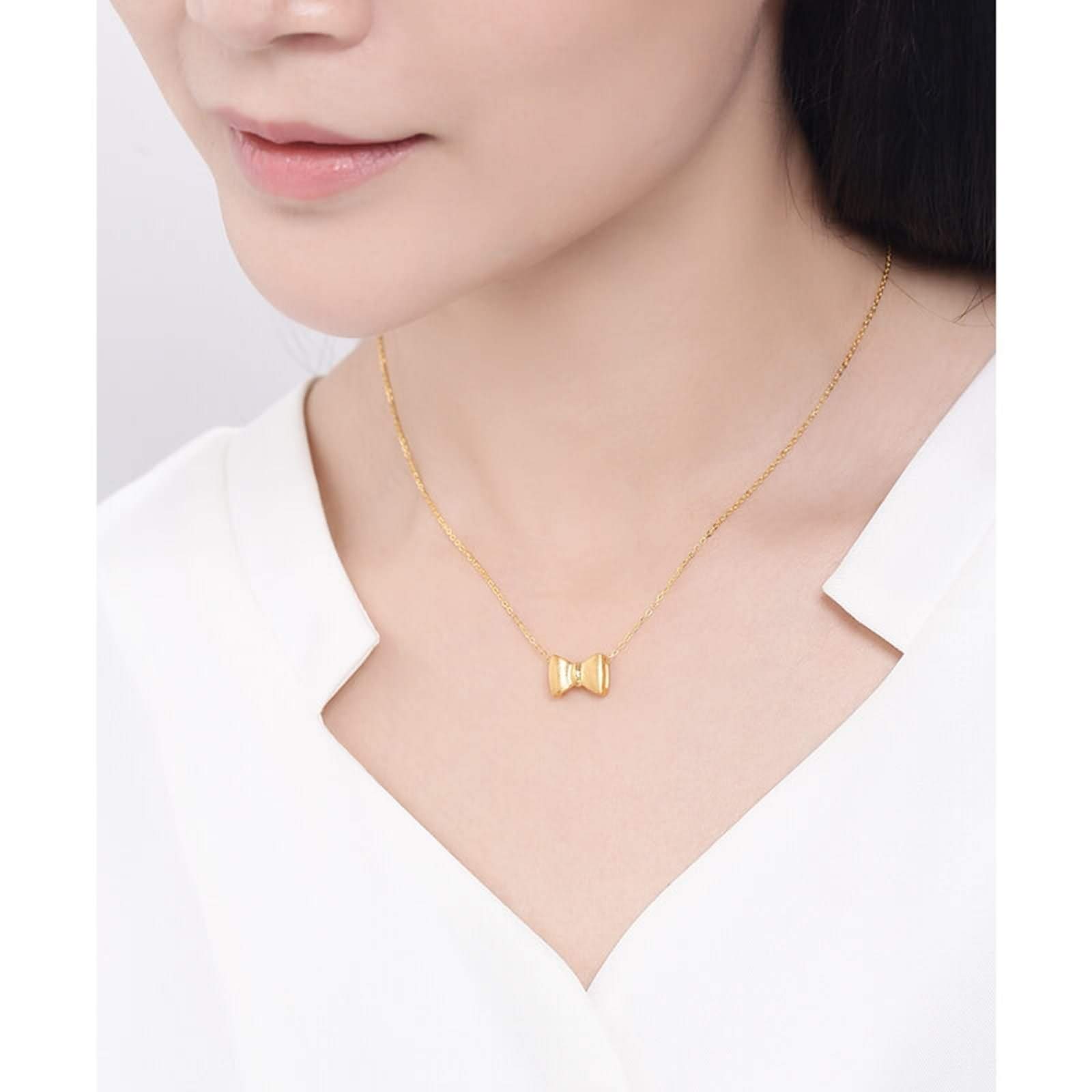 Collar con colgante de mariposa para mujer, oro amarillo de 18 quilates, joyería de boda, novia
