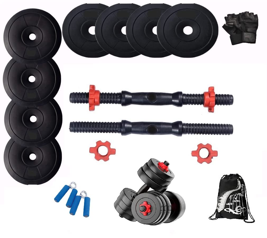 Bodyfit Dumbbell Set, Home Gym Set, (4kg to 50kg),one Pair of Adjustable Dumbbell Rods, Weight Plates, Home Gym Set, Exercise Sets n Gloves, Gym Bag, Hand Grip (4Kg Set(1kgx4pcs))-image-21