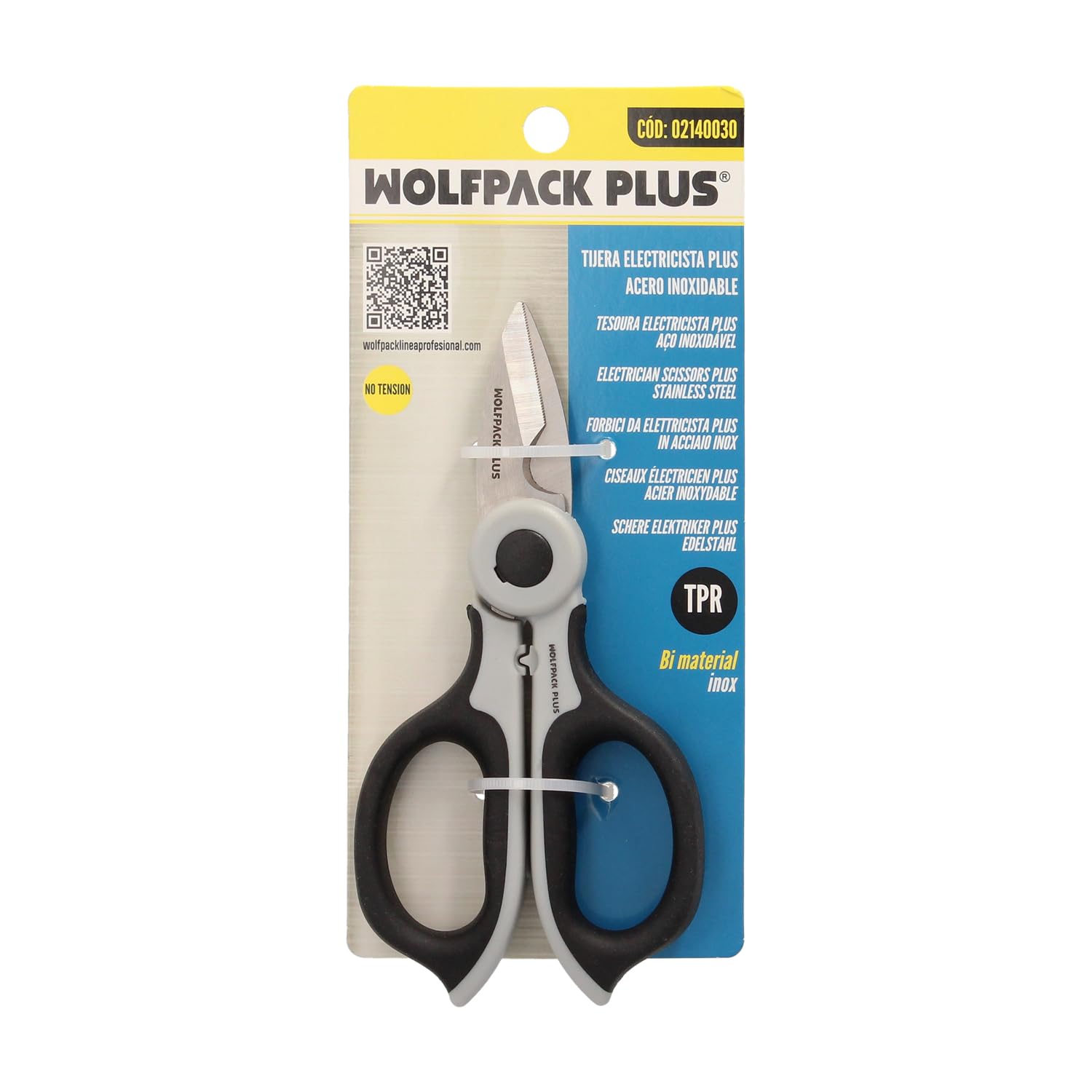 Electrician Scissors 155 mm. TPR Plus No Tension Handle, Stainless Steel Blades, Ergonomic, Scissors Cutting Cable, Stripper - Image 4