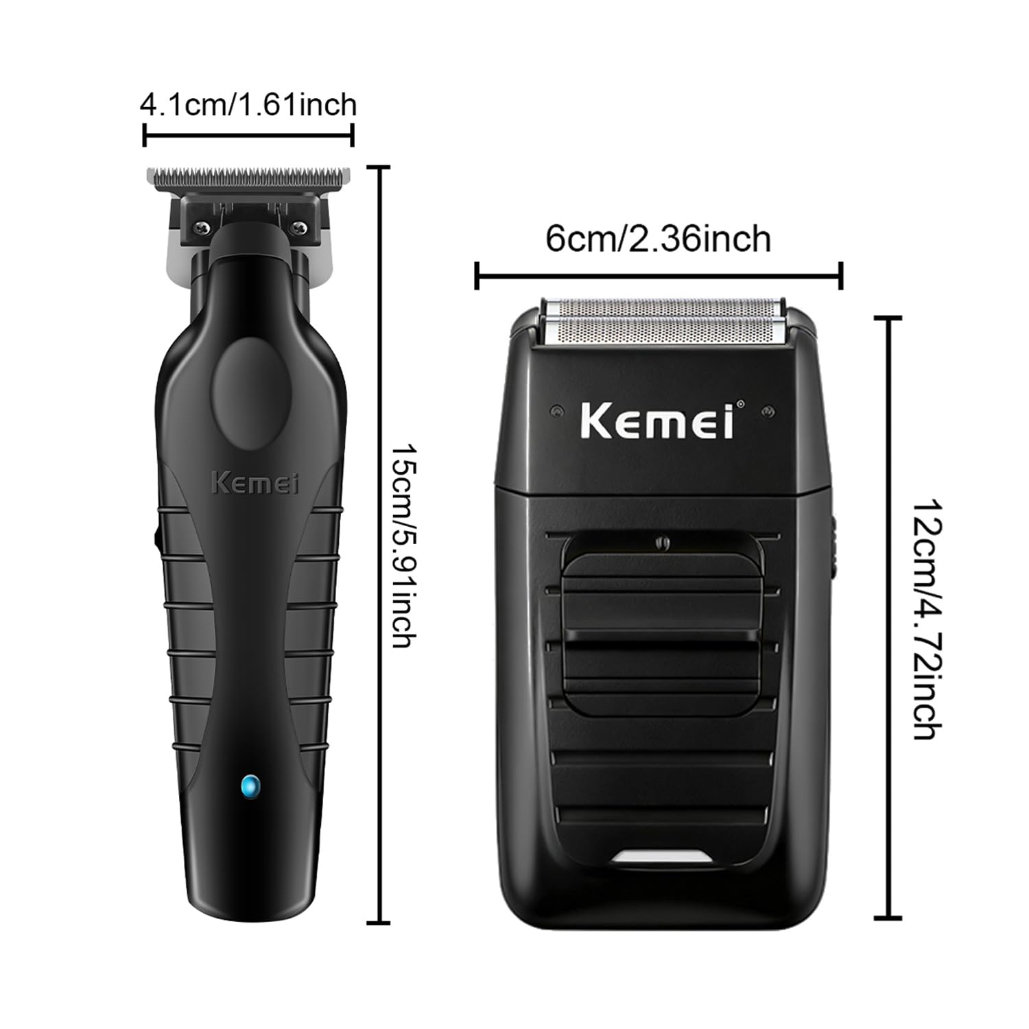 KEMEI Set di tagliacapelli professionali e rasoi a lamina, tagliacapelli senza fili per uomo, kit rasoio elettrico da barbiere, rasoio a T Blade Zero Gapped, ricaricabile tramite USB
