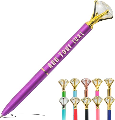 Miniatura 10 de Bolígrafos de diamante personalizados con cristal, a granel de 1 a 500 piezas, bolígrafo de metal personalizado con texto de nombre grabado, regalo