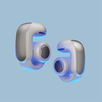 Bose Ultra Open Earbuds Spatial Audio Earbuds, Open Ear, Fully Wireless Bluetooth Connectivity with Mic, Up to 7.5 Hours Playtime, Splashproof, White Smoke