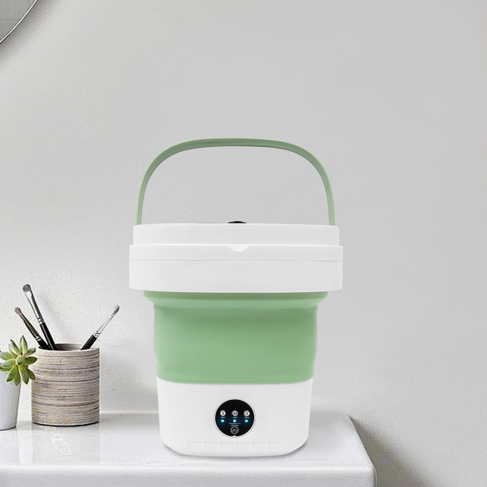 Mini lavatrice pieghevole 12 l, 2 in 1, piccola lavatrice da campeggio con cestello rimovibile per asciugare in profondità, 3 modalità di pulizia profonda, lavabile in lavatrice, per biancheria intima