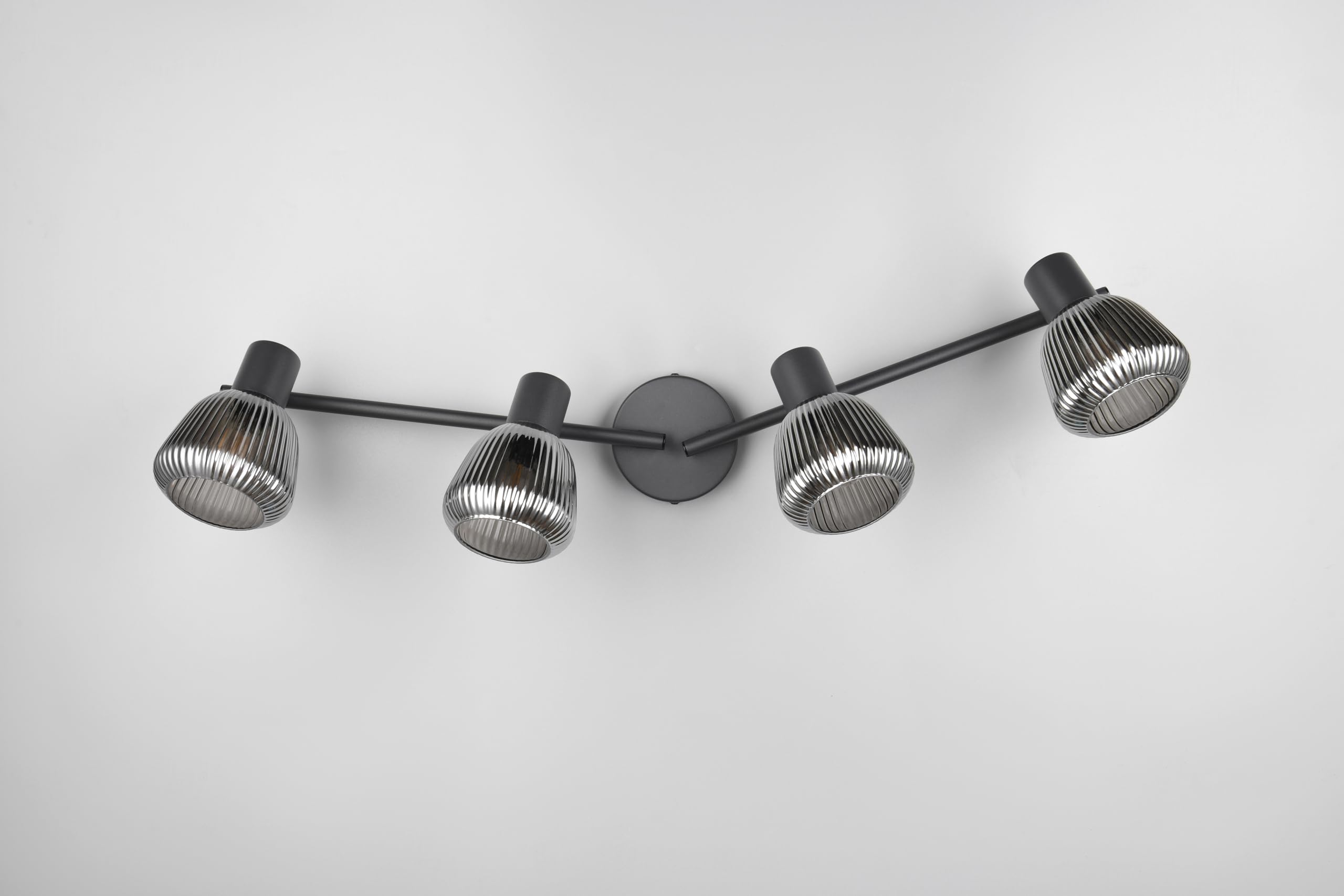 Trio Leuchten Barra de focos TARIFA 862800432, Metal Negro Mate, Vidrio Cromado Vaporizado, excl. 4x E14