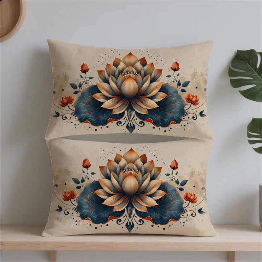 Taie oreiller double sided printing orange brulee decoration automne - 2