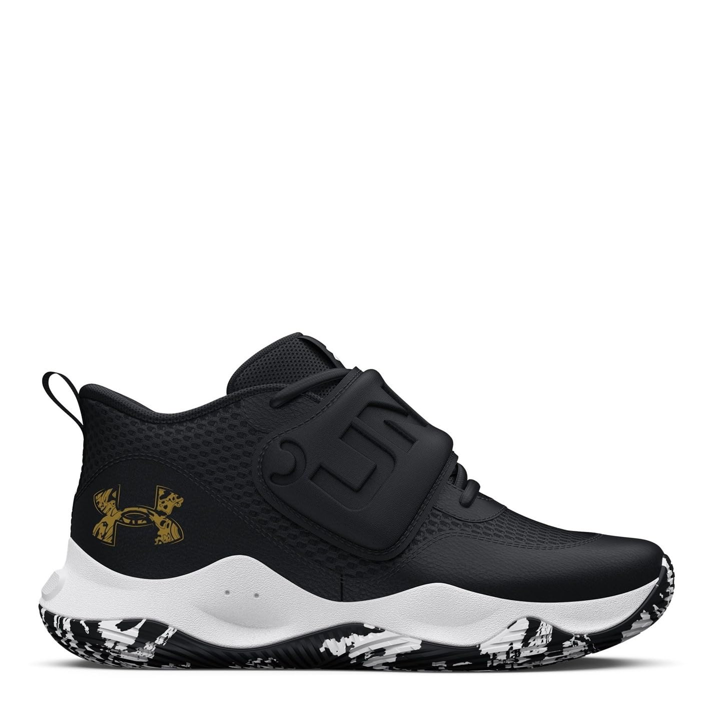 Under Armour Unisex Grade School Zone Basketball 2, (001) Black/Black/Metallic Gold, 3.5, US