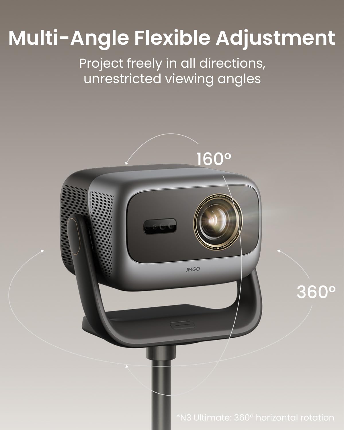 JMGO N3 Ultimate Support de Sol Original pour Projecteur, X-Gimbal avec Gestion des Câbles, Rotation à 360°, Structure Métallique Robuste, Base Antidérapante