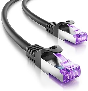 deleyCON 2m CAT7 Câble Réseau - 10 Gigabit - Câble de Raccordement RJ45 Câble Ethernet (Cuivre, SFTP PiMF Blindage) - pour Highspeed LAN DSL Switch Modem Routeur Panneau de Brassage - Noir