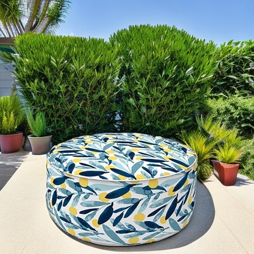 Miniatura 2 de LVTXIII Taburete inflable, exterior e interior, reposapiés, todo clima, otomana redonda, portátil para patio, jardín, campamento u hogar, 21