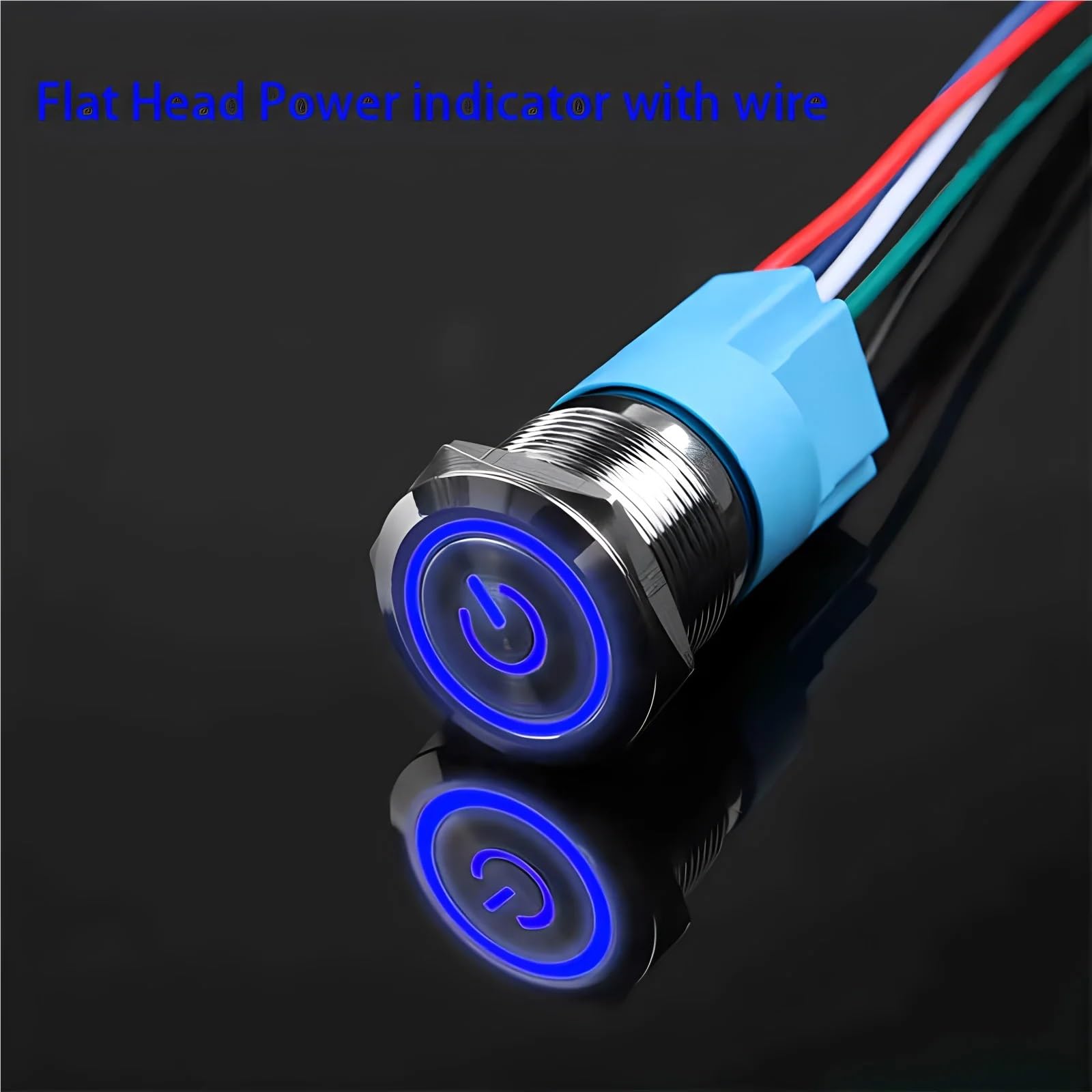 6 szt. 16 mm 19 mm 22 mm metalowy przełącznik przyciskowy chwilowy/zatrzaskowy płaski głowica LED światło czerwony żółty niebieski zielony biały (niebieski 1,22 mm, blokujący)