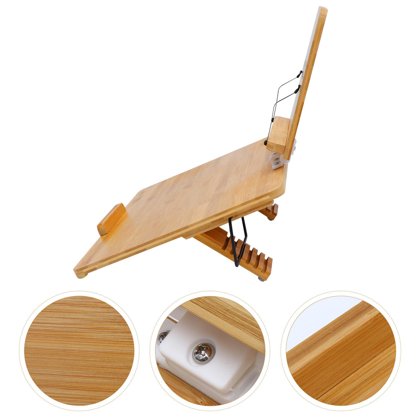 Soporte de Lectura Portátil de Madera, Doble Capa Pequeña sin Diseño, Clips para Libros, Multifuncional para Estudio, Lectura y Uso en Escritorio