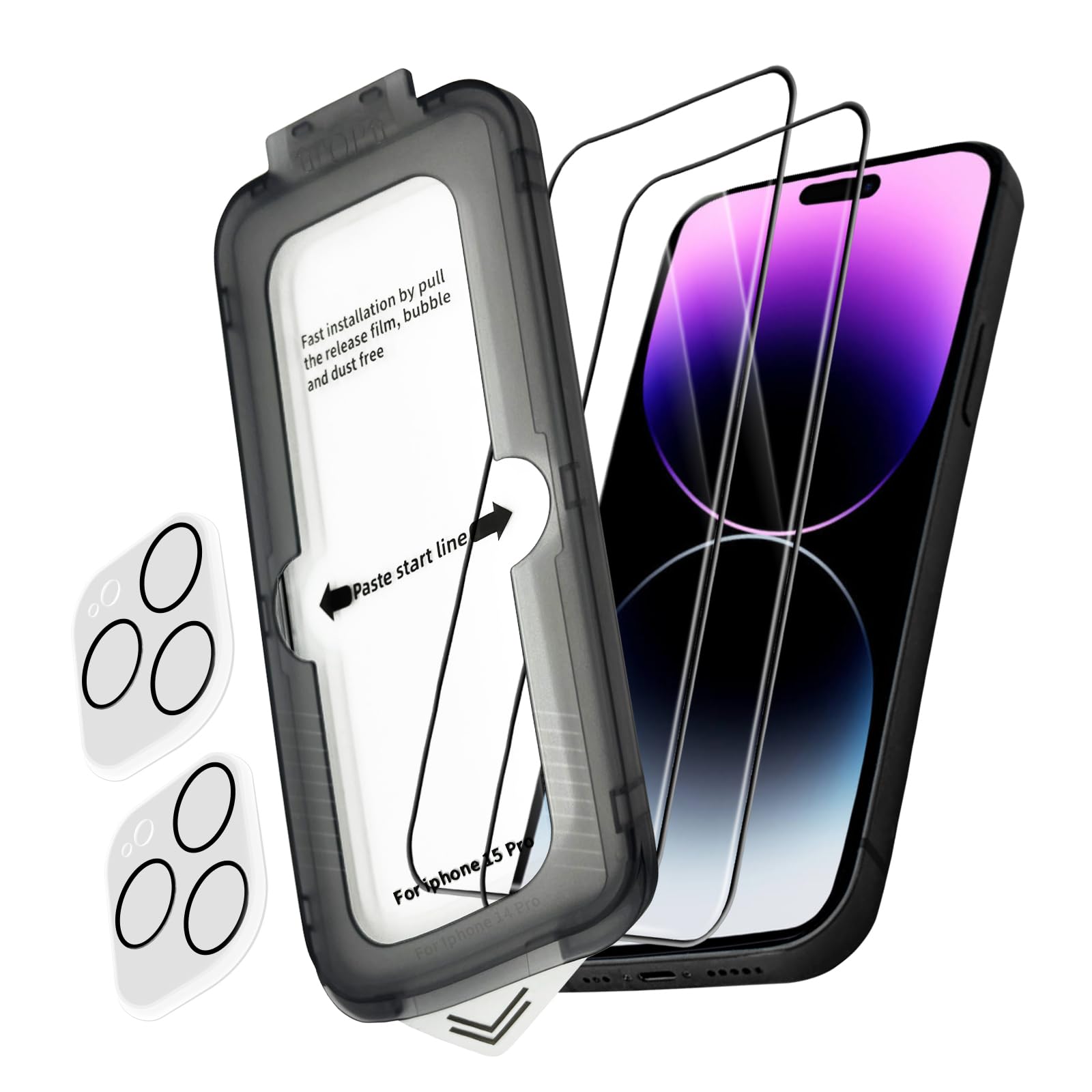 Teyomi Panzerglas Für IPhone 16 + Kamera-Schutzfolie – 9H Gehärtet, Staubfreie Auto-Installation, Anti-Fingerabdruck [2+2 Stück]