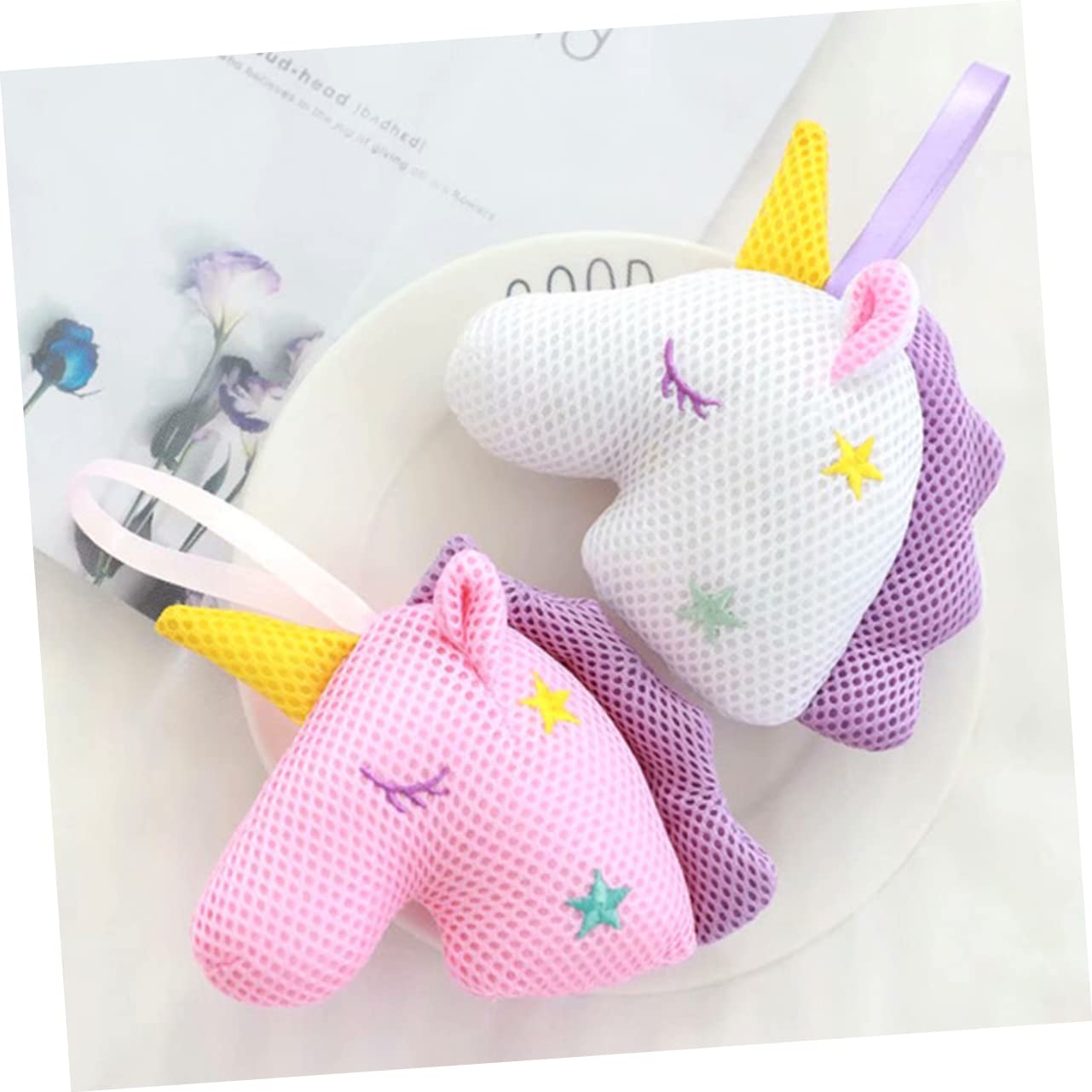 Beavorty 6piezas Esponjas De Baño De Unicornio Exfoliantes y Divertidos Bolas De Para Adultos y Diseño Adorable Fuerte y Perfectos Para Higiene Diaria
