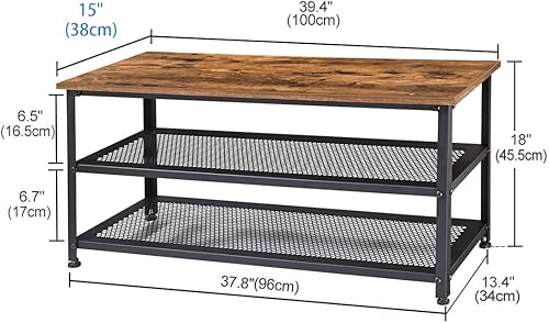 Miniatura 2 de Zapatero de 3 niveles de 39.4 pulgadas para entrada, organizador de almacenamiento, banco de entrada con estantes de malla, asiento de madera para