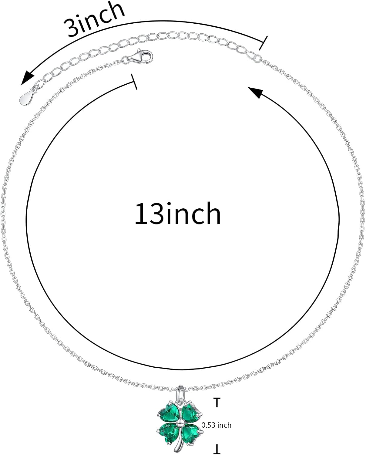 DAOCHONG S925 Sterling Silver Green Shamrock Four Leaf Clover Choker Short Dainty Lucky Necklace Pendant for Women Jewelry St. Patrick's Day - Image 6