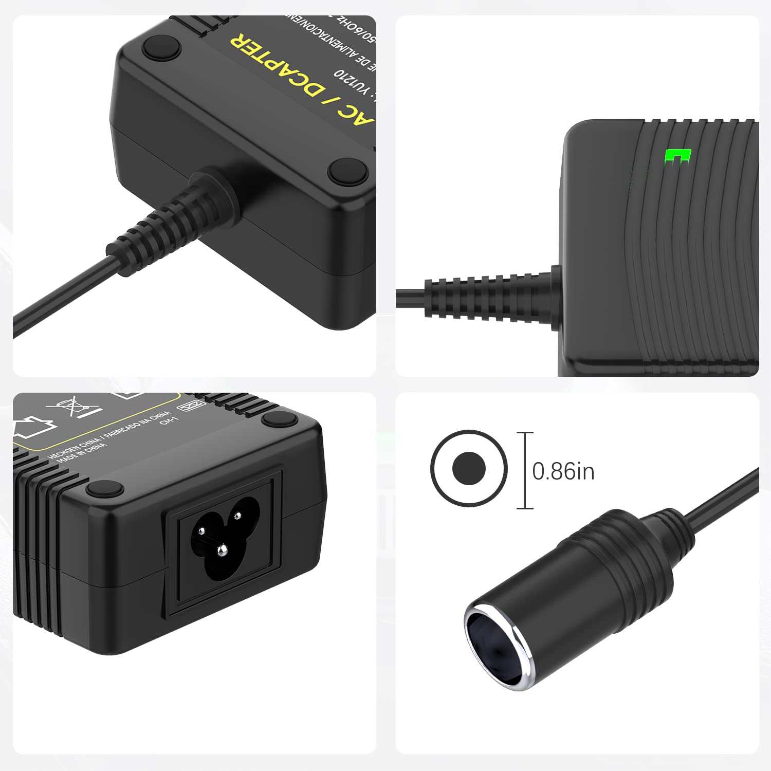 Adattatore Da 220V A 12V Per Auto - Convertitore AC/DC Con Presa Accendisigari E Tripla Protezione, Alimentatore 12V 5A 6A Max, Per Frigoriferi, Pompe, Caricabatterie - 2