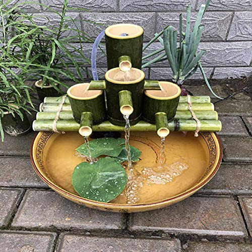 Bamboo Fountain Water Feature Bamboo Fountain Pump Decor Water Spout Garden Decoration Waterfall Sculptures Statues Arts Crafts Artwork Crafting Outdoor Garden Feature