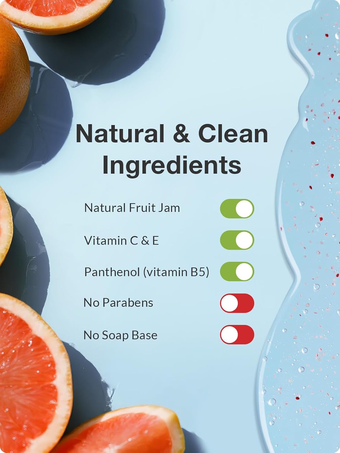 Kustie Grapefruit Jam Body Wash, Exfoliating Shower Gel with Strawberry Seeds, Grapefruit Extract & Squalane – Refreshing, Brightening & Nourishing Cleanser for Dry & Sensitive Skin, 19.6 fl oz - Image 7