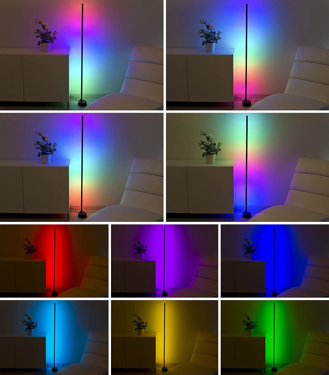 Luminea Home Control WiFi-LED-Lampe Alexa: WLAN-Steh-/Eck-Leuchte mit RGB-CCT-IC-LEDs, Versandrückläufer (Smart Life Lampe, Eckleuchten innen, Disco)