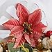 Amajoy 12pcs Glitter Poinsettia Christmas Tree Ornament Artificial Wedding Christmas Flowers Xmas Tree Wreaths Decor Ornament, 5.5inch, Red and Gold for Choice (Red)