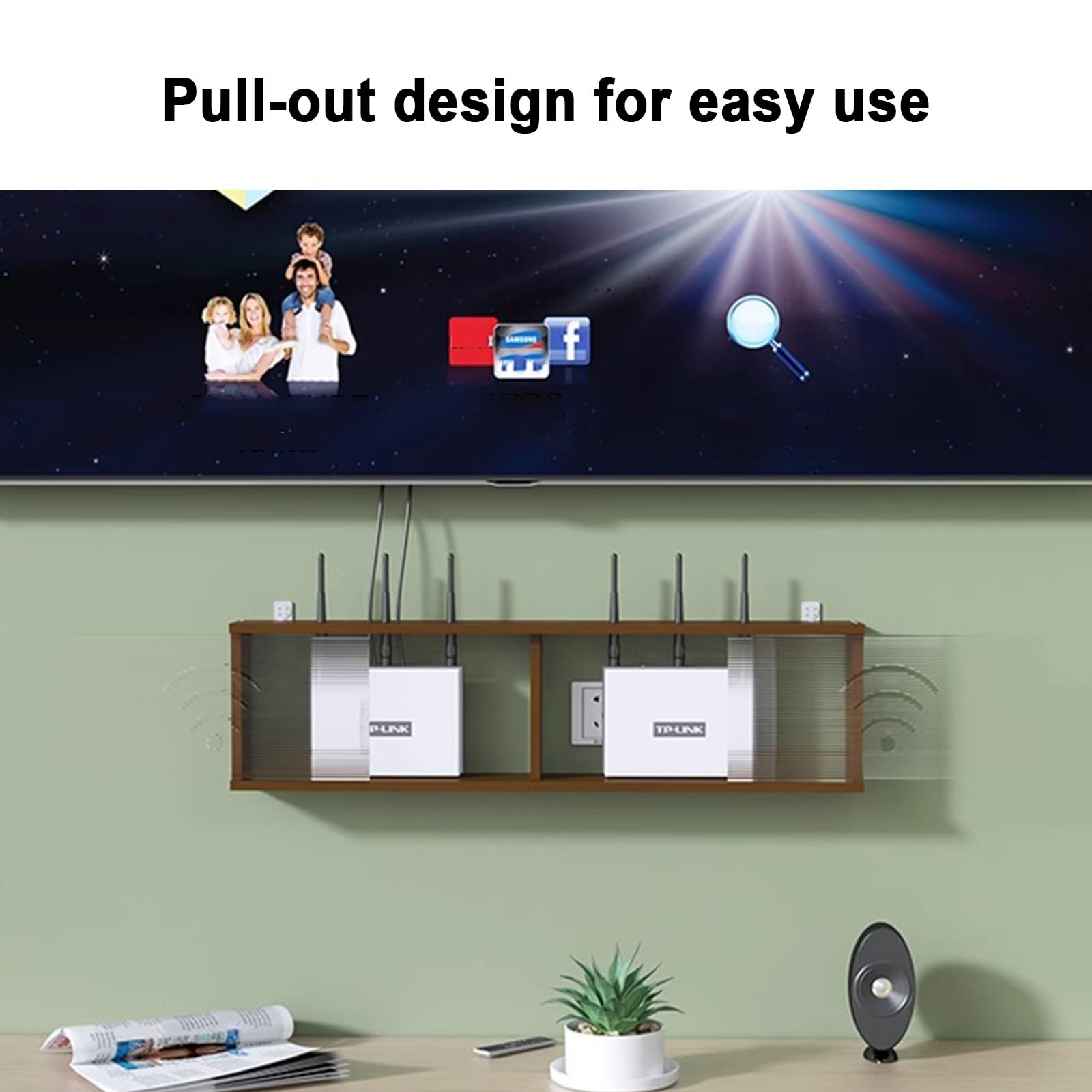 Étagère murale pour routeur – Boîte de rangement pour câble WiFi et solution de rangement pour bureau et maison