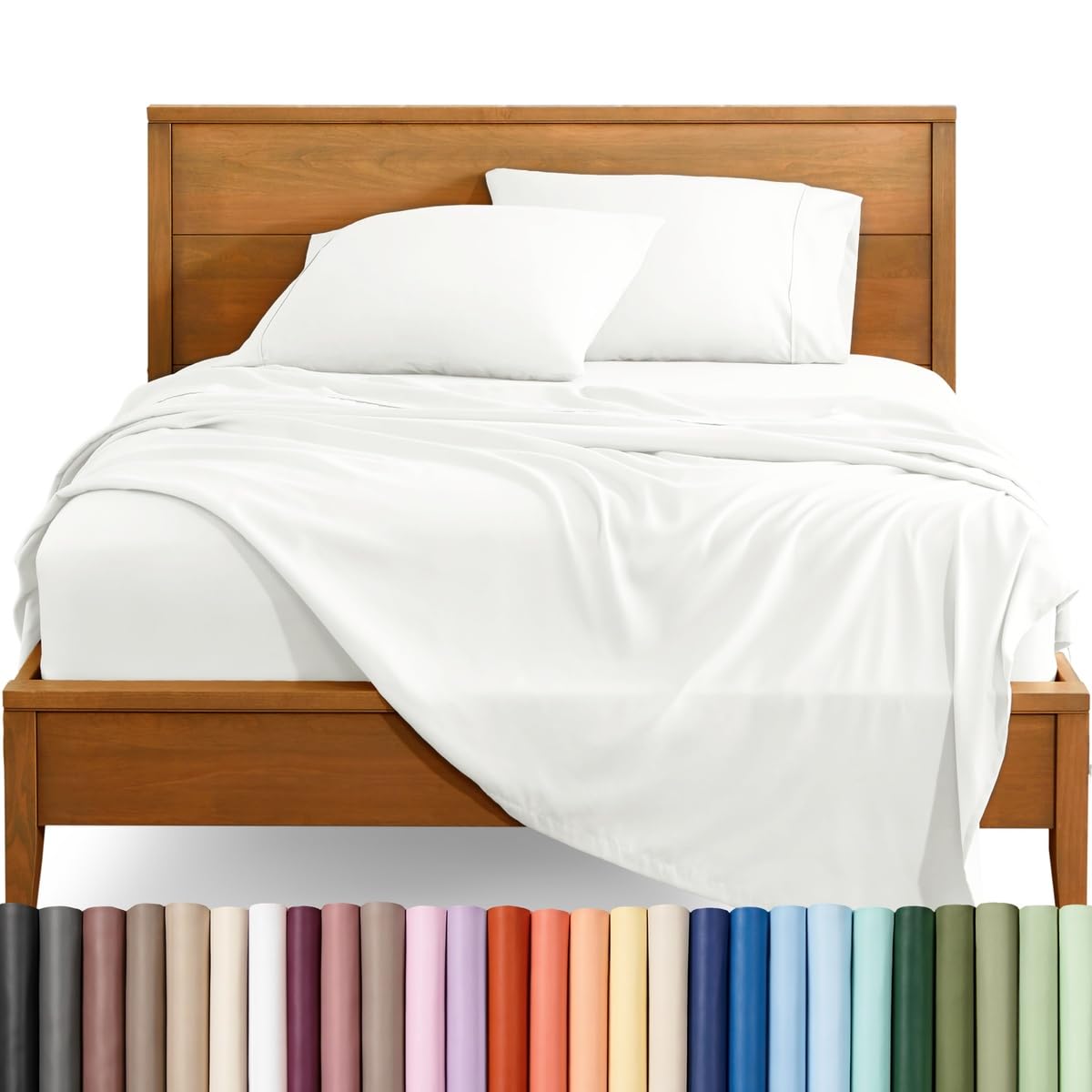 Bare Home Sheet Set - 1800 Ultra-Soft (Split Head Flex King, Cream) — image 1