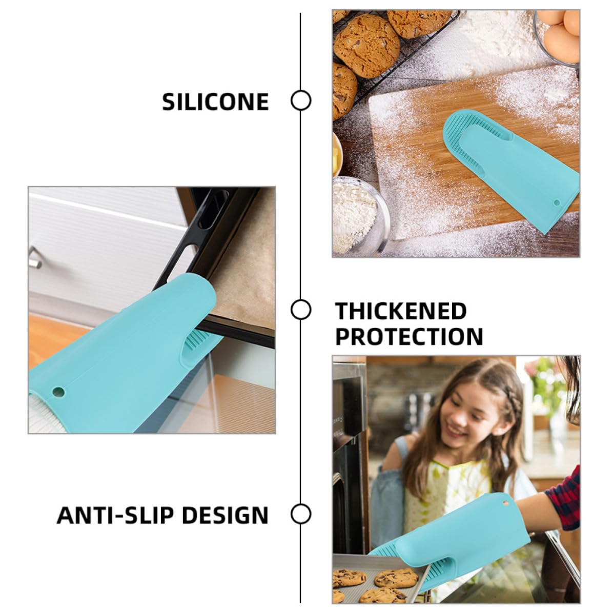 Didiseaon 6 Pezzi Guanti da Forno in Silicone Verde Antiscivolo Cordino