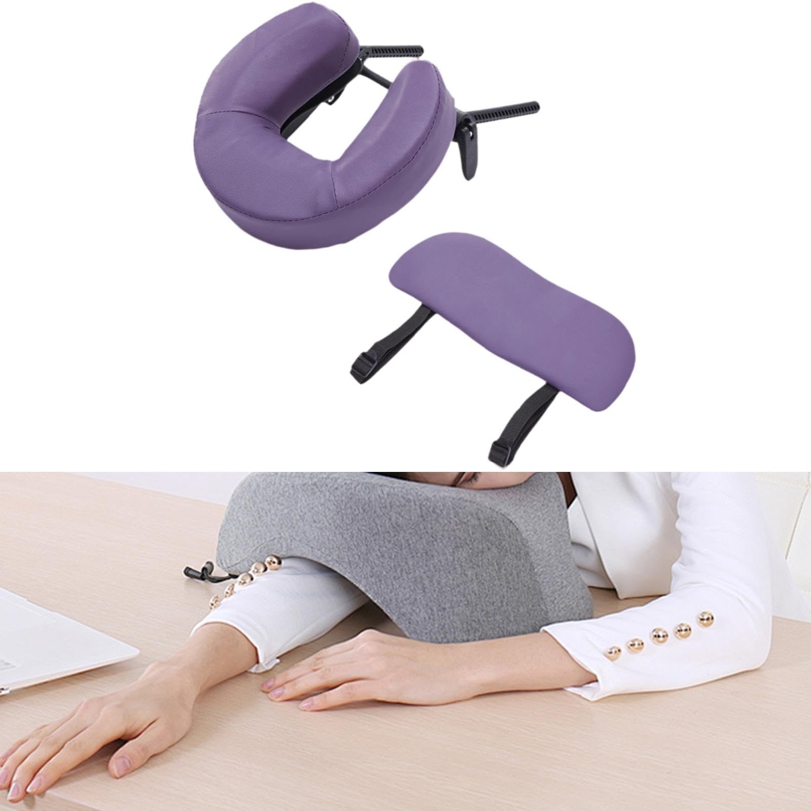 Gesichtsauflage Kopfstütze Massagezubehör U Kissen Halterungssystem mit Ergonomischem Design Und Abnehmbarer Armablage für Komfort für zu H, Lila