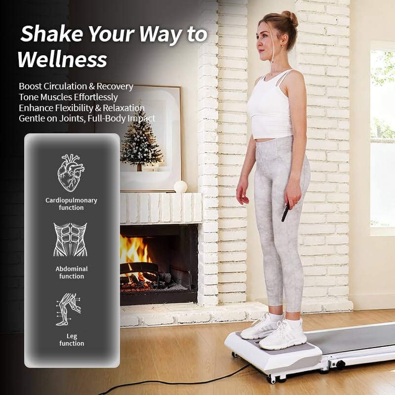 Image of Jogging Vibration Workout Pad，2 in 1 Under Desk Treadmill, 500W Low Noise Walking Vibration Pad with Remote Control LED Display,Foldable Treadmills for Home Office,330 Lbs Capacity