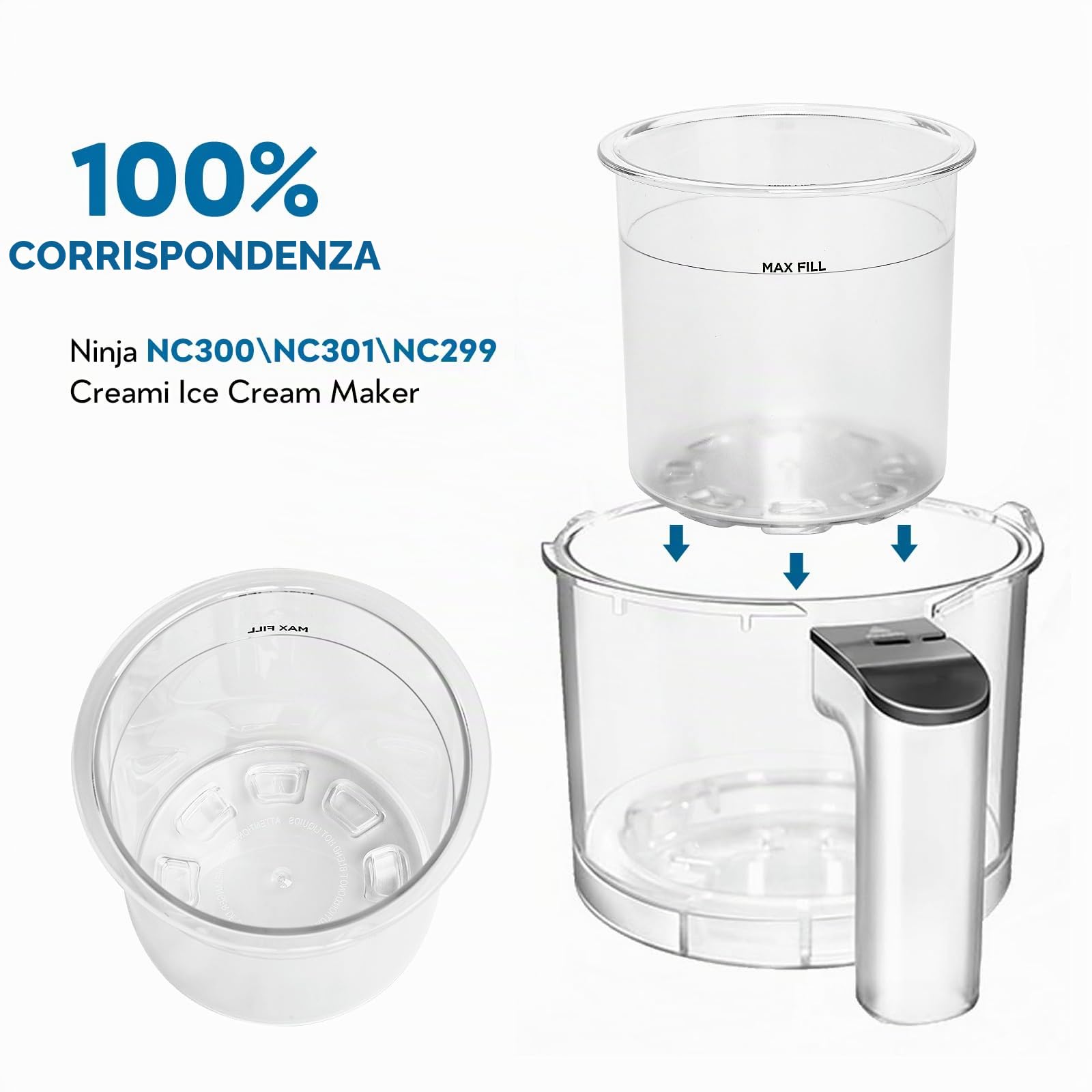 Vione Creami - Contenitore per Ninja Creami NC300EU, 4 Pezzi Compatibili con Macchina per Ghiaccio NC299EU NC300EU NC301EU (NC300-4Pack)