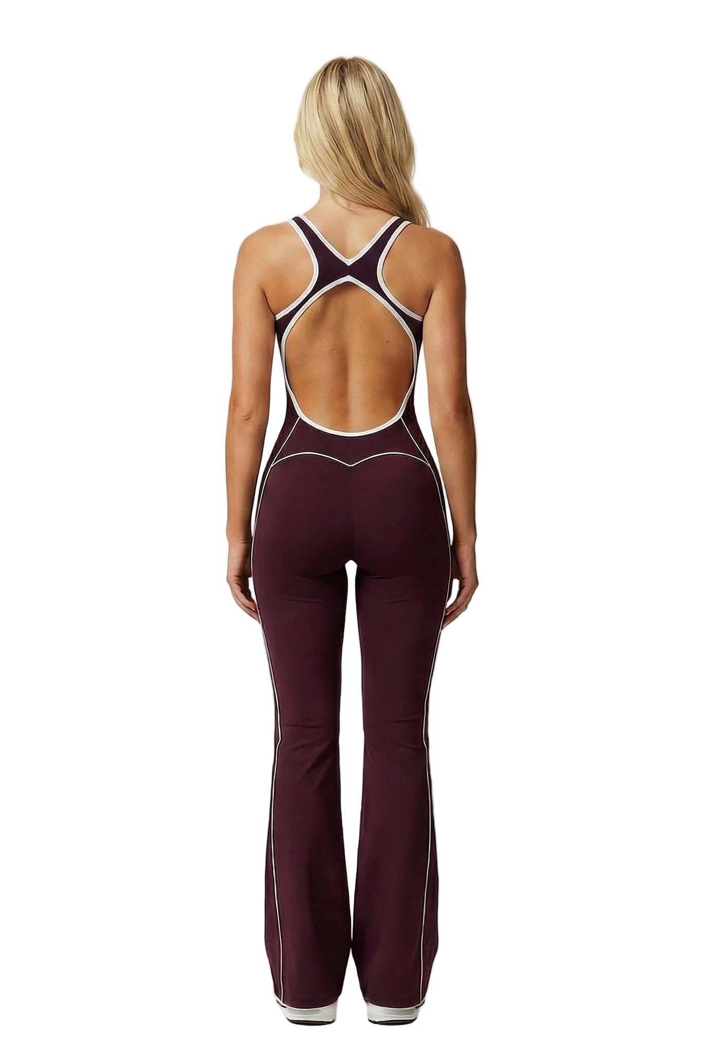 Tuta Sportiva Donna Intera con Coppe Rimovibili, Jumpsuit Fitness Elasticizzata Traspirante per Yoga Pilates Palestra e Tempo Libero