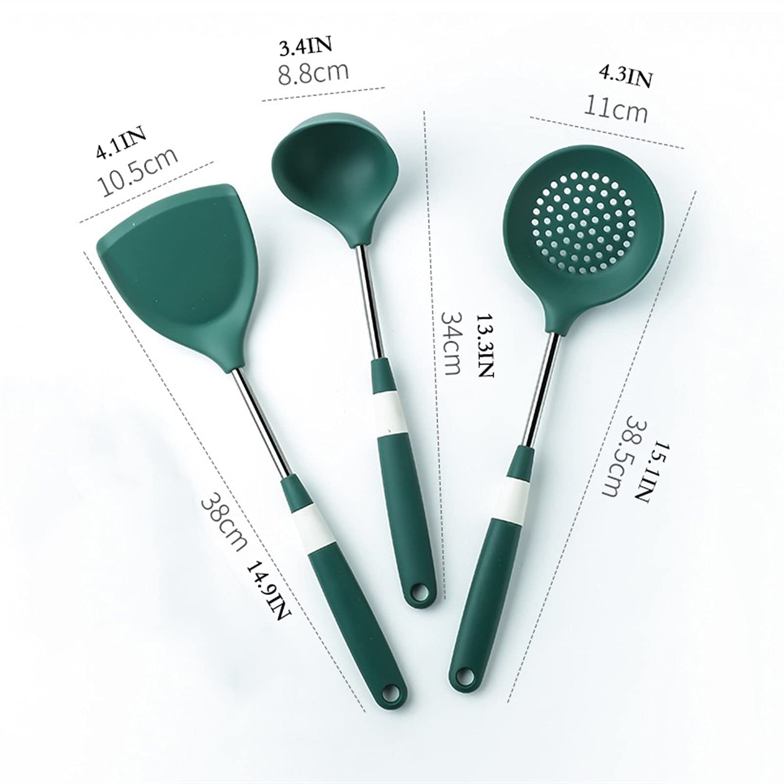 Spatula Juego de espátulas de cocina diarias de silicona resistente al calor y acero inoxidable - Espátulas de silicona flexibles for utensilios de cocina antiadherentes - Juego de 3 espátul